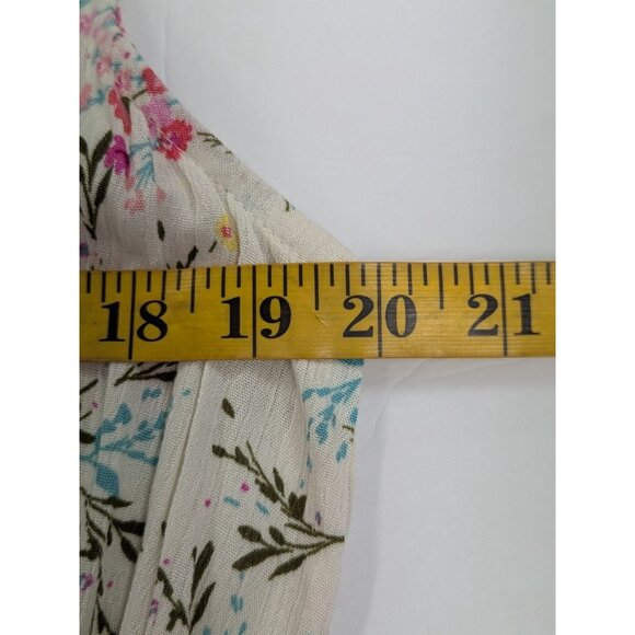 Lily Rose size L Ruffle Button Front Flutter Romper Pink Aqua Florals Juniors - Picture 13 of 14